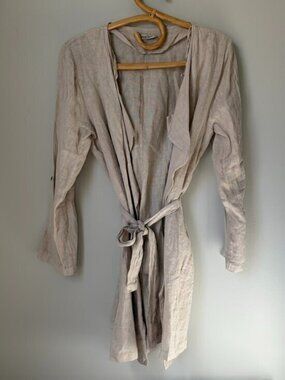 Alessia Pacini Made In Italy Beige Linen Lightweight Cardigan With Tie Women's S